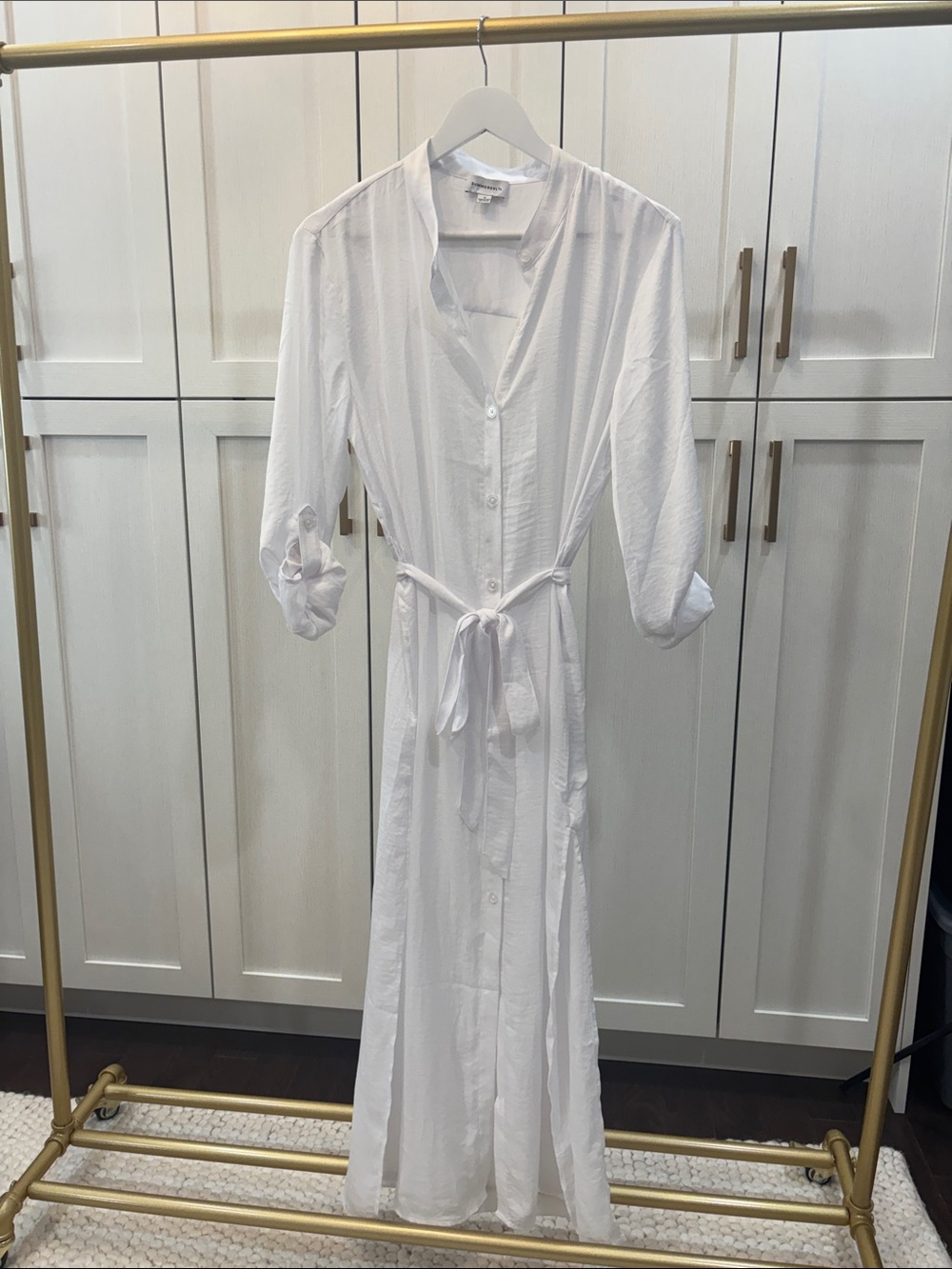 summersalt White Button-Front Tie-Waist Maxi Coverup